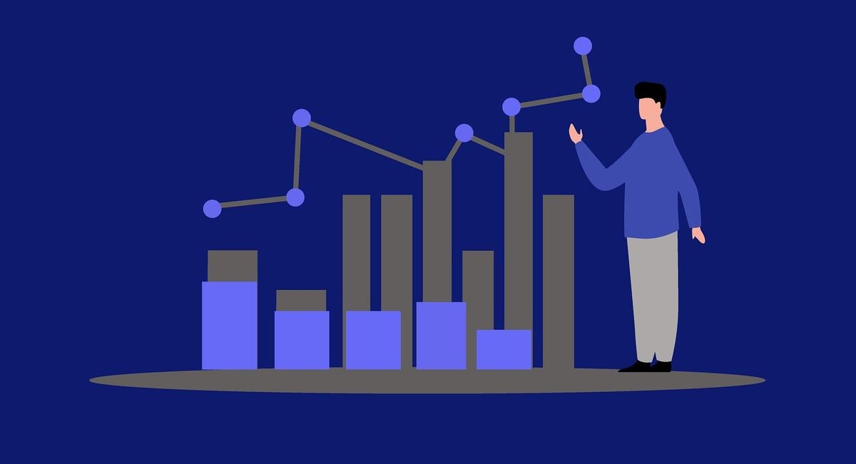Ilustración de gráfico de barras creciendo con constancia